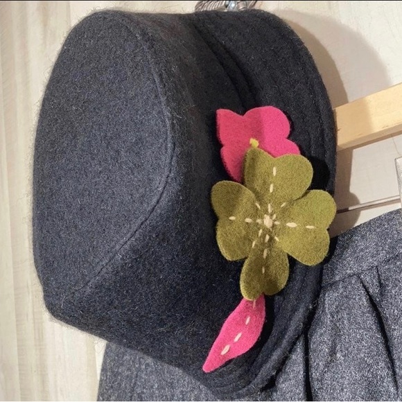 Charter Club 100% Wool Bucket Hat Floral Cottagecore Whimsygoth Fairy Grunge - Picture 4 of 7